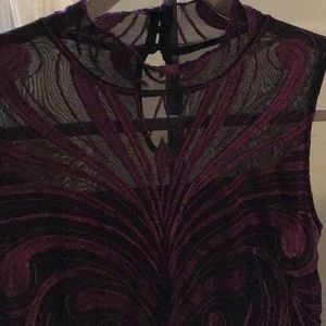 INC SLEEVELESS BLK/PURPLE TOP MED
